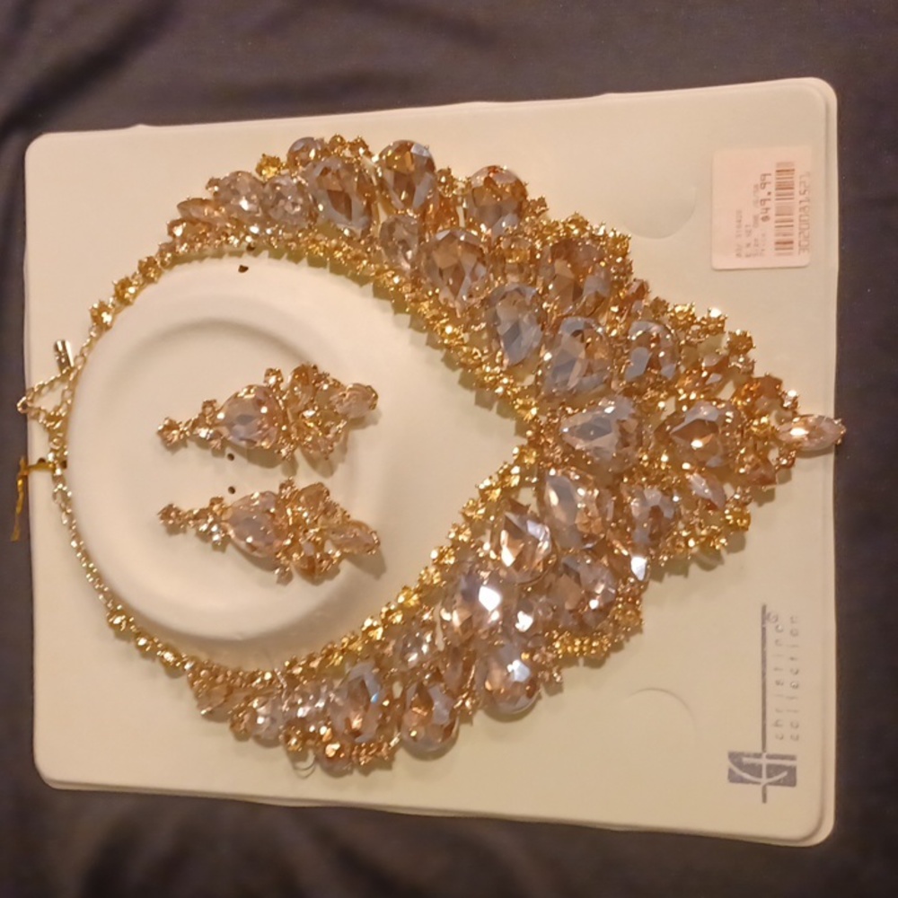 NEW GOLD COLOR SET OF NECKLACE AND EARINGS FROM CHRISTINA COLLECTION